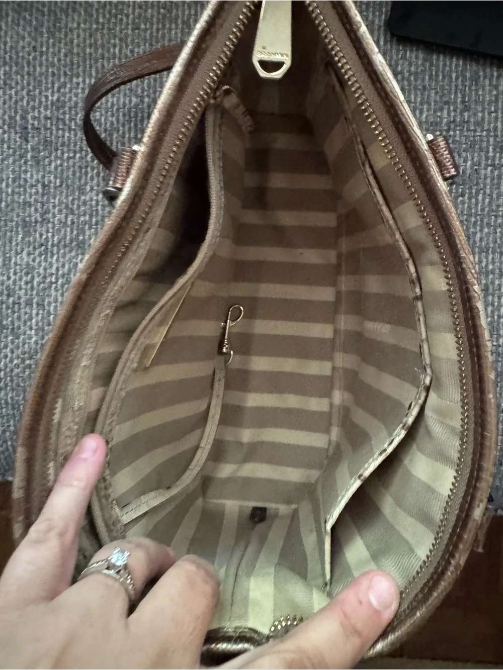 Brahmin Asher Tote Melbourne Granite Croc Embossed Leather Shoulder Bag